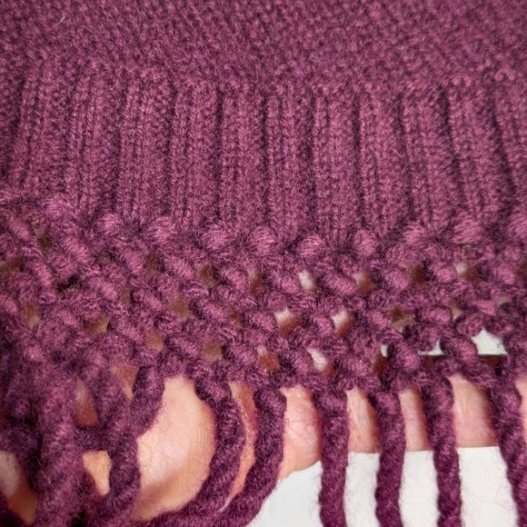 Nordstrom Cashmere Turtleneck Poncho Sweater Minimalist Timeless Luxury Fringe L - Picture 5 of 8